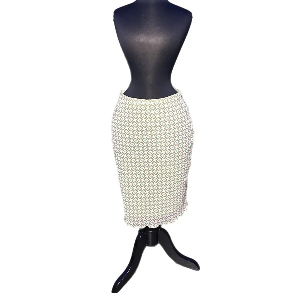 Vintage Ams Geometric Print Pencil Skirt in Light Blue & Green - Picture 4 of 4